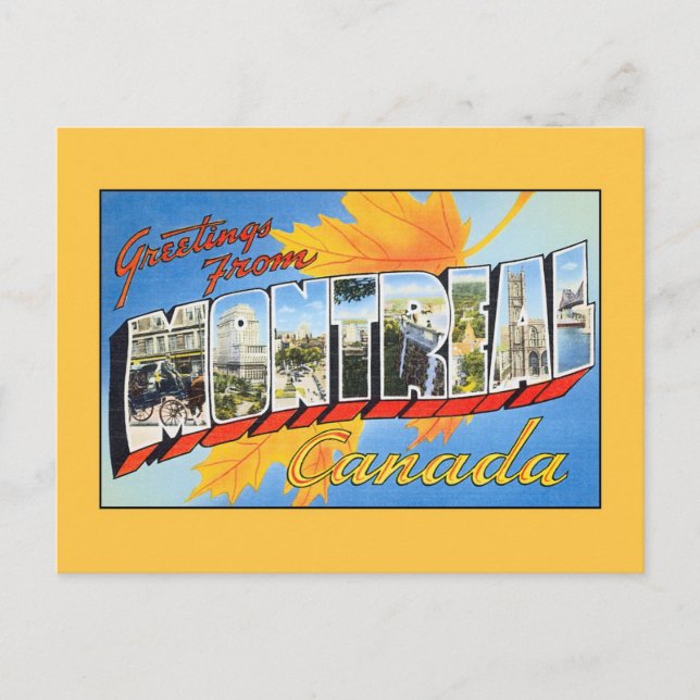 Postal Saludos de época de Montreal Canadá (Anverso)