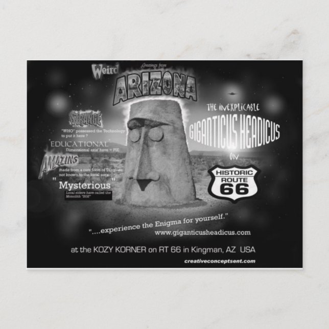 Postal saludos de giganticus Headicus desde la ruta AZ 66 (Anverso)