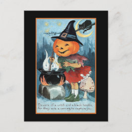 Postal Saludos de Halloween Chica de la Bruja de la Calab