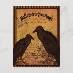 Postal Saludos de Halloween - Crows