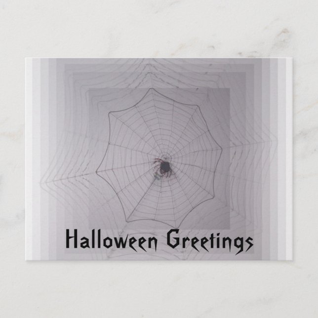 Postal Saludos de Halloween Cute Spider con Internet Infi (Anverso)