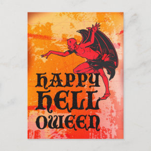 Postal Saludos de Halloween del diablo "Happy Helloween"