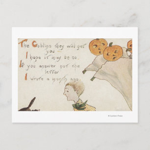 Postal Saludos de Halloween Fantasmas de Jack-O-Lantern