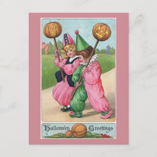 Postal ¡Saludos de Halloween! Vintage (Anverso)