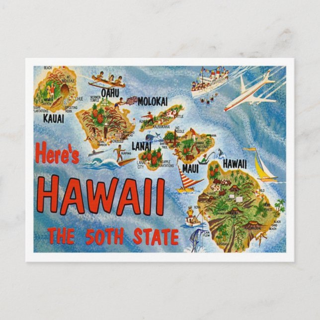 Postal Saludos de Hawaii desde Estados Unidos (Anverso)