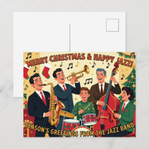 Postal Saludos de la temporada de la banda de Jazz
