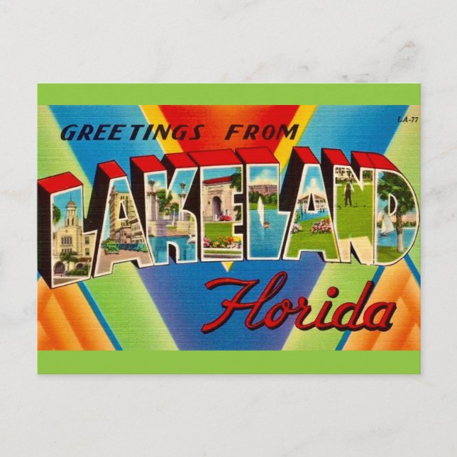 Postal Saludos de Lakeland Florida (Anverso)