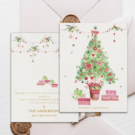Postal Saludos de las estaciones del Árbol de Navidad Ver
