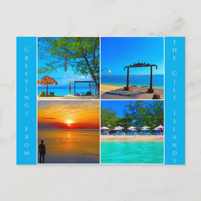 Postal saludos de las islas gili (Anverso)