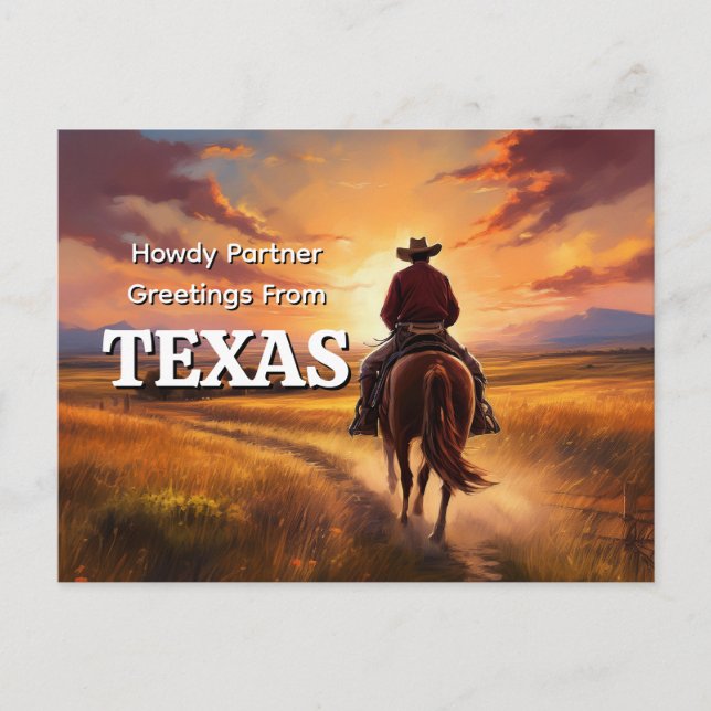 Postal Saludos de los socios de Howdy de Texas (Anverso)