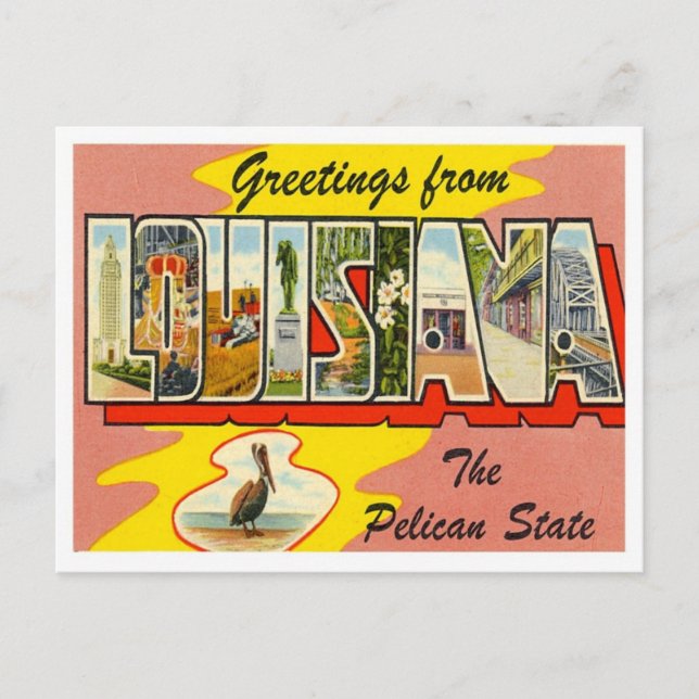 Postal Saludos de Louisiana de los estados de EE. UU. (Anverso)