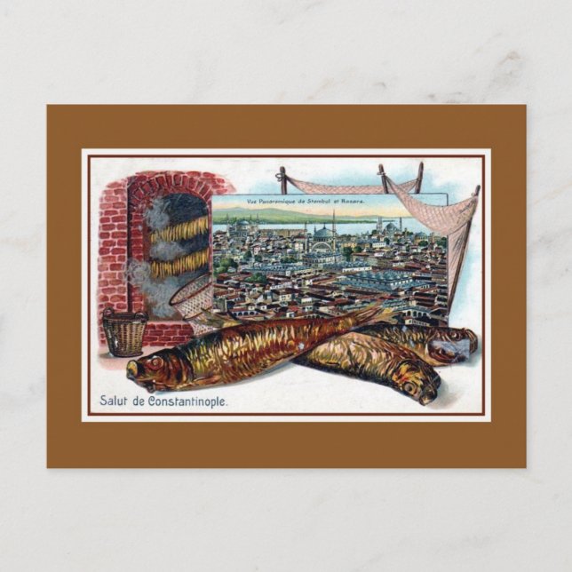 Postal Saludos de luz vintage de Constantinopla (Anverso)