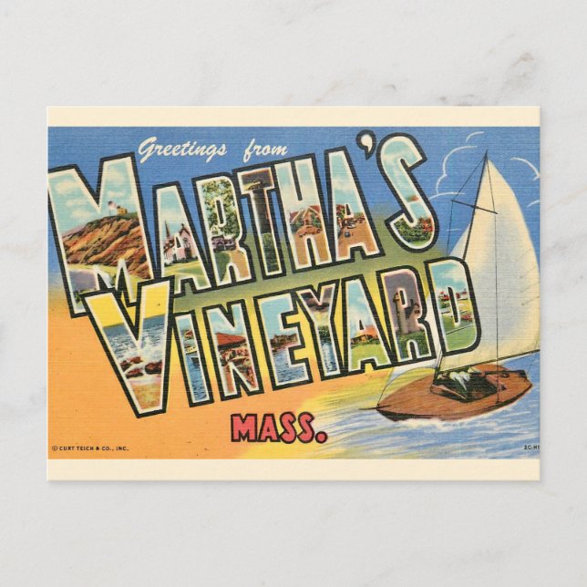 Postal Saludos de Marthas Vineyard  (Anverso)