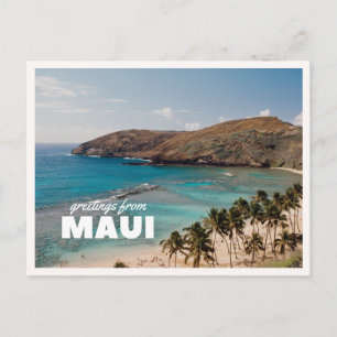 Postal Saludos de Maui Océano Tropical Palma Hawái