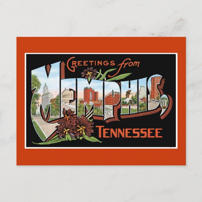 Postal Saludos de Memphis, Tennessee (Anverso)