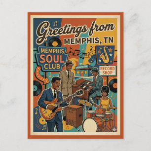 Postal Saludos de Memphis TN Vibe de Música Retro