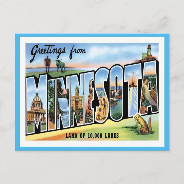Postal Saludos De Minnesota De Estados Unidos (Anverso)