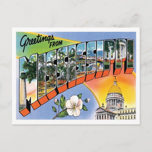Postal Saludos de Mississippi desde Estados Unidos (Anverso)