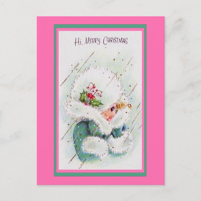 Postal Saludos de Navidad Amarillo y Verde (Anverso)