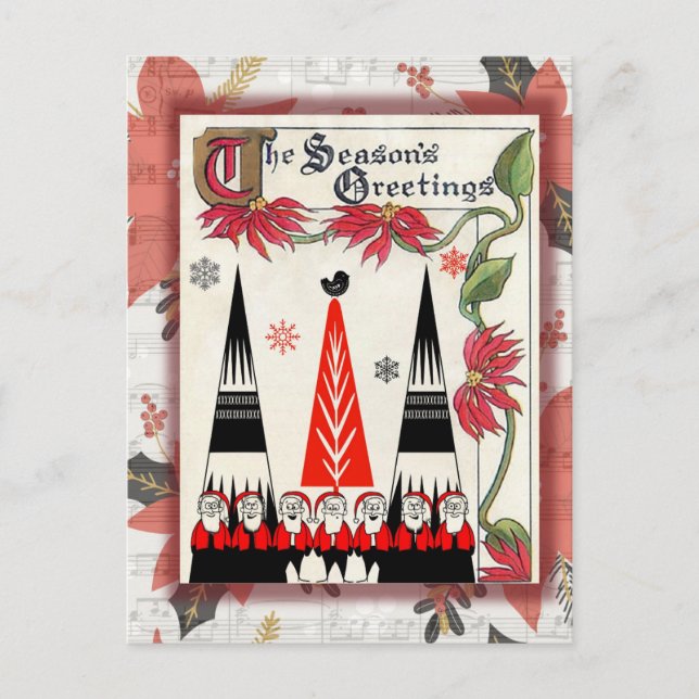 Postal Saludos de Navidad de Cute Vintage (Anverso)