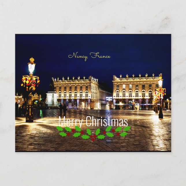 Postal Saludos de Navidad desde Nancy, Francia (Anverso)
