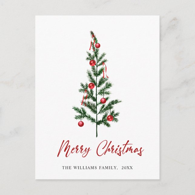 Postal Saludos de Navidades de pino elegantes y minimalis (Anverso)