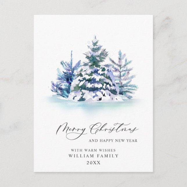 Postal Saludos de Navidades de pino elegantes y minimalis (Anverso)