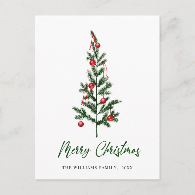 Postal Saludos de Navidades de pino elegantes y minimalis (Anverso)