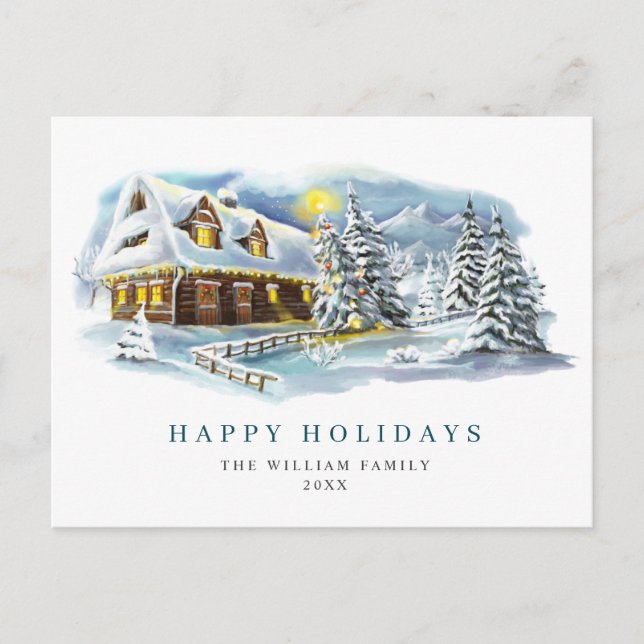 Postal Saludos de Navidades de pino elegantes y minimalis (Anverso)