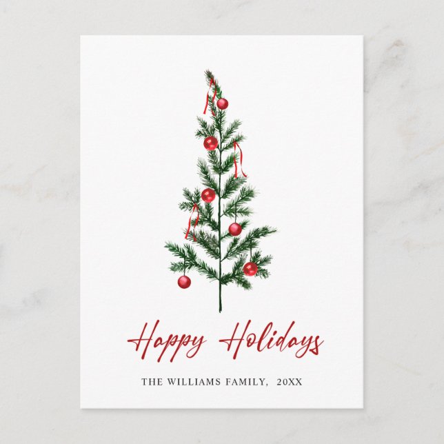 Postal Saludos de Navidades de pino elegantes y minimalis (Anverso)