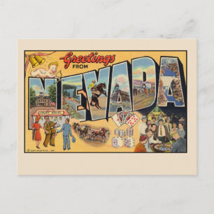 Postal Saludos de Nevada Vintage Postcard
