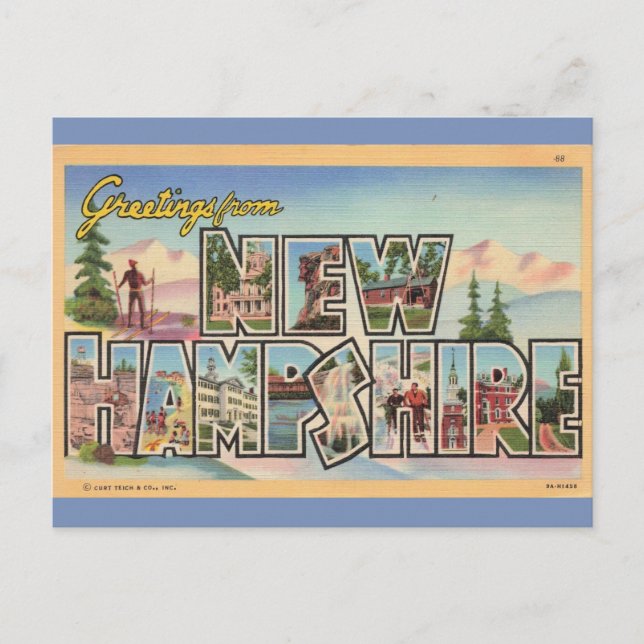 Postal Saludos de New Hampshire  (Anverso)