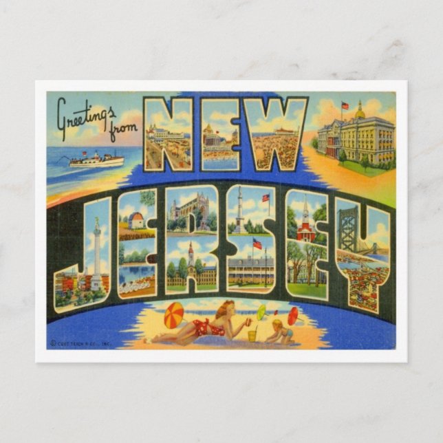 Postal Saludos de Nueva Jersey de Estados Unidos (Anverso)