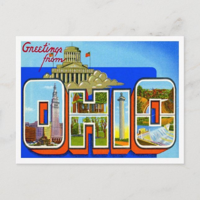 Postal Saludos de Ohio de los estados de EE. UU. (Anverso)