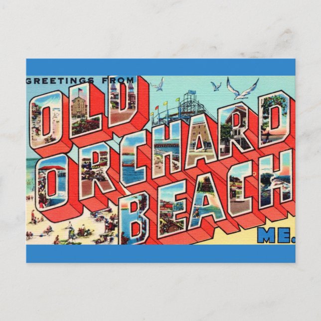 Postal Saludos de Old Orchard Beach Maine (Anverso)