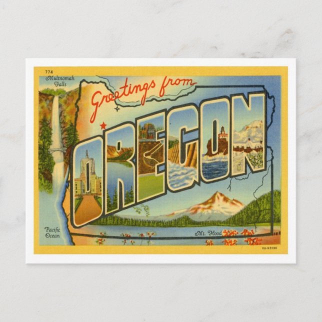 Postal Saludos de Oregon desde Estados Unidos (Anverso)