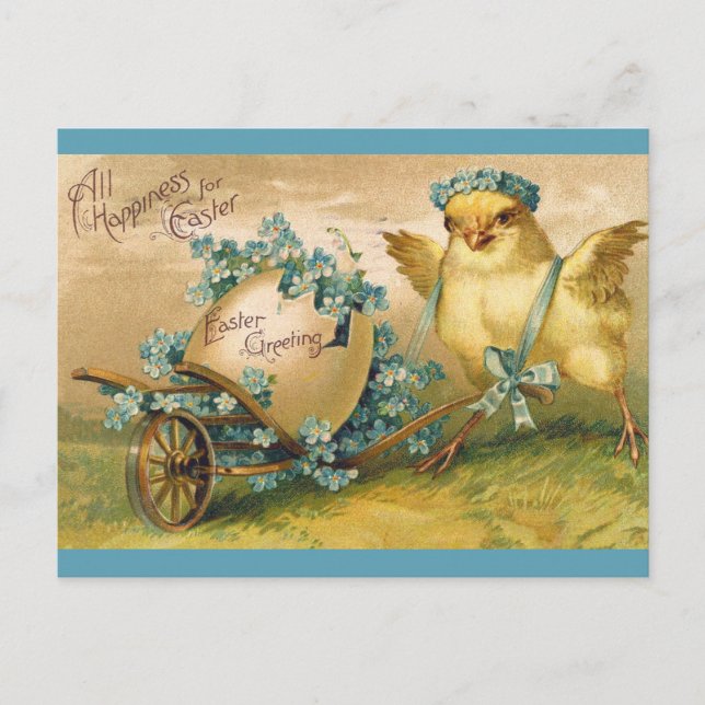 Postal Saludos de Pascua de Chick Cute Vintage (Anverso)