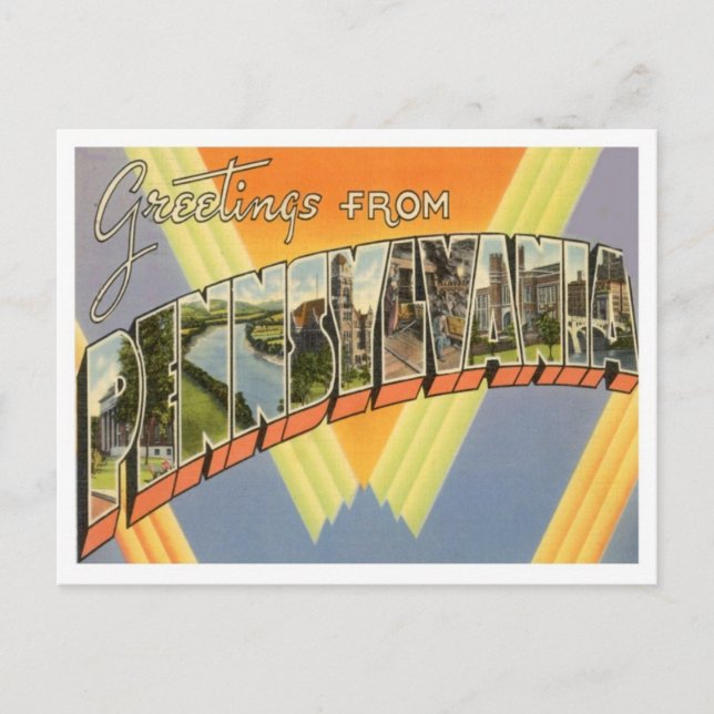 Postal Saludos de Pennsylvania desde Estados Unidos (Anverso)