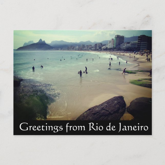 Postal saludos de playa de copacabana (Anverso)