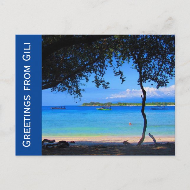 Postal saludos de playa gili (Anverso)