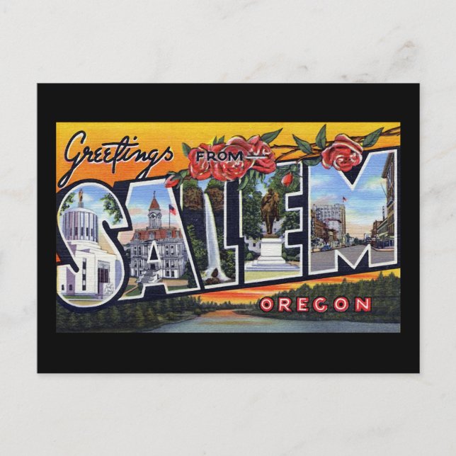 Postal Saludos de Salem Oregon (Anverso)