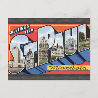 Postal Saludos de San Pablo Minnesota, vintage