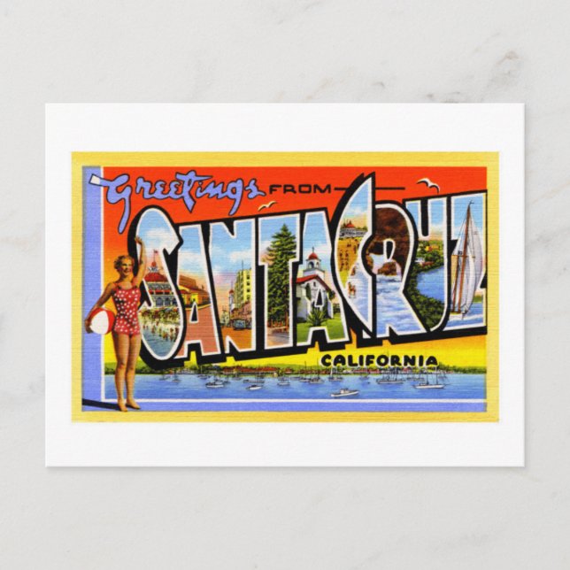 Postal saludos de Santa Cruz California (Anverso)