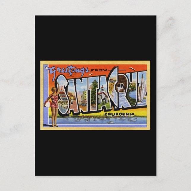 Postal Saludos de Santa Cruz California (Anverso)
