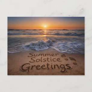 Postal Saludos de Solsticio de Verano Playa Escritura Océ