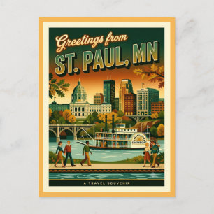 Postal Saludos de St Paul MN Retro años 70 Cool 