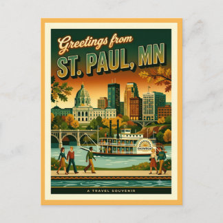 Postal Saludos de St Paul MN Retro años 70 Cool