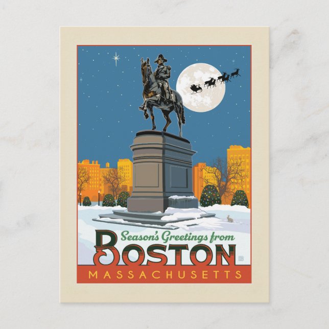 Postal ¡Saludos de temporada desde Boston Common! (Anverso)