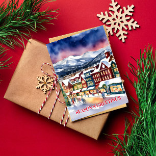 Postal Saludos de temporada Navidad calle de invierno Col