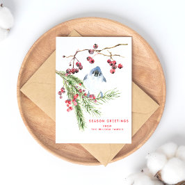 Postal Saludos de temporada - Navidades Greenery w Bird